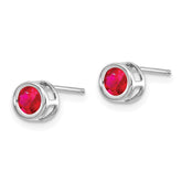 14K White Gold  4mm July Ruby Earrings